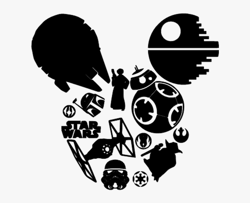 Mickey Starwars - Mickey Mouse Star Wars Silhouette, HD Png Download
