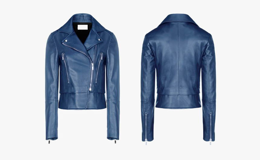 Leather Jacket Ladies Download Transparent Png Image - Blue Leather Jacket Womens Biker, Png Download