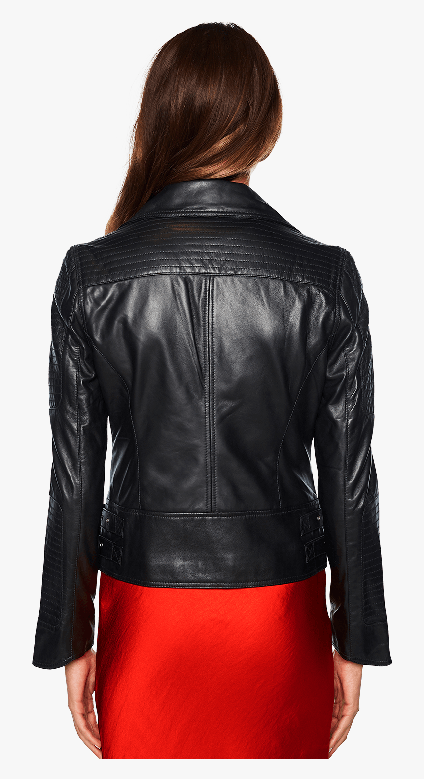 Liana Leather Biker Jacket In Colour Caviar - Leather Jacket, HD Png Download