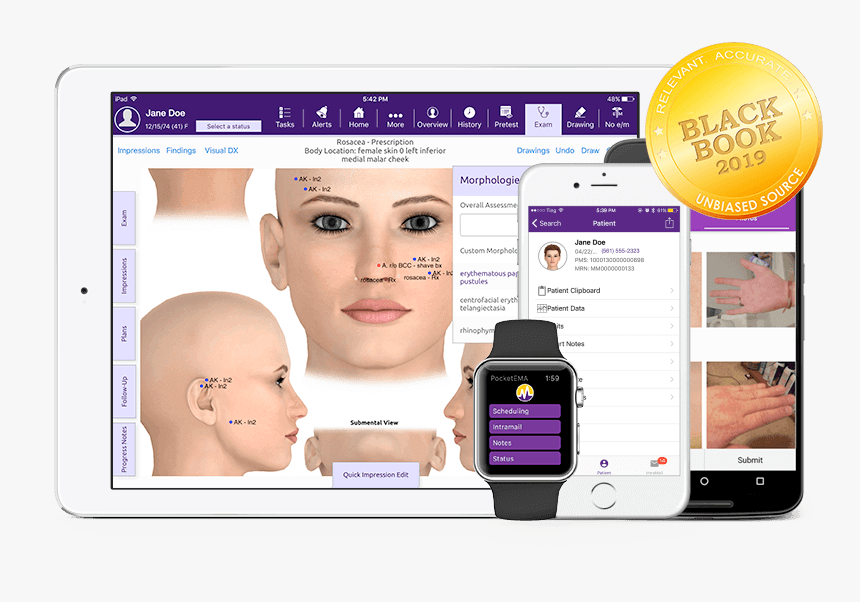 Modmed Dermatology Software Suite On Ipad, Iphone, - Ema Electronic Medical Records, HD Png Download