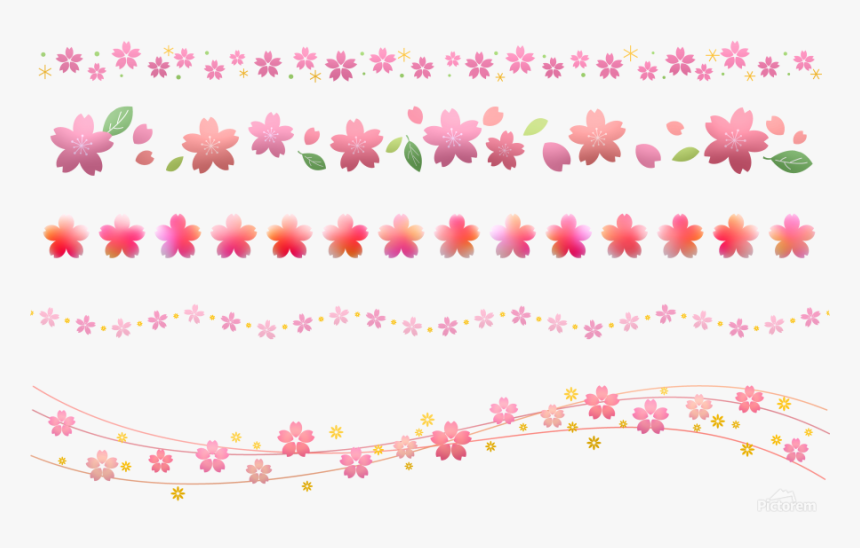 Sakura Border Cherry Blossom Print - Cherry Blossom, HD Png Download