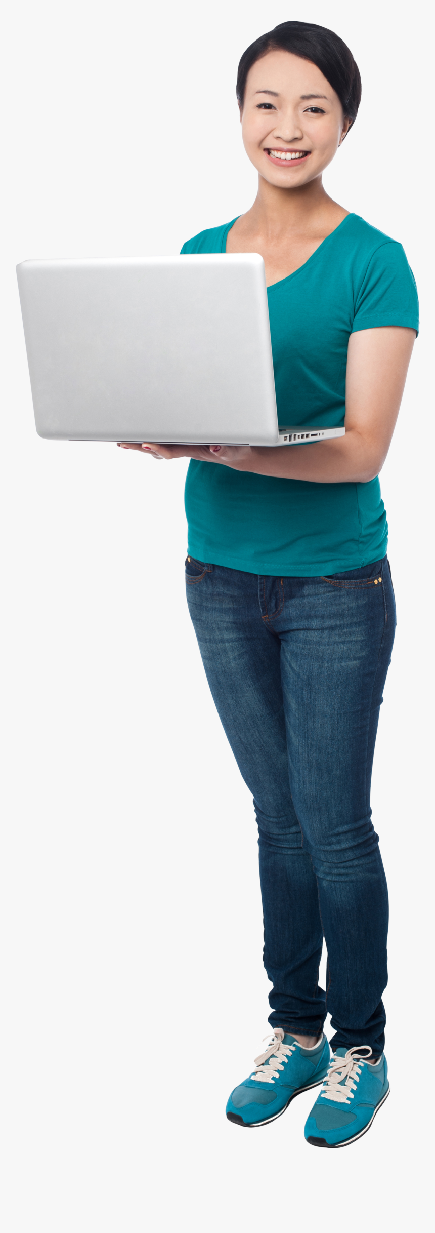 Girl With Laptop Png, Transparent Png