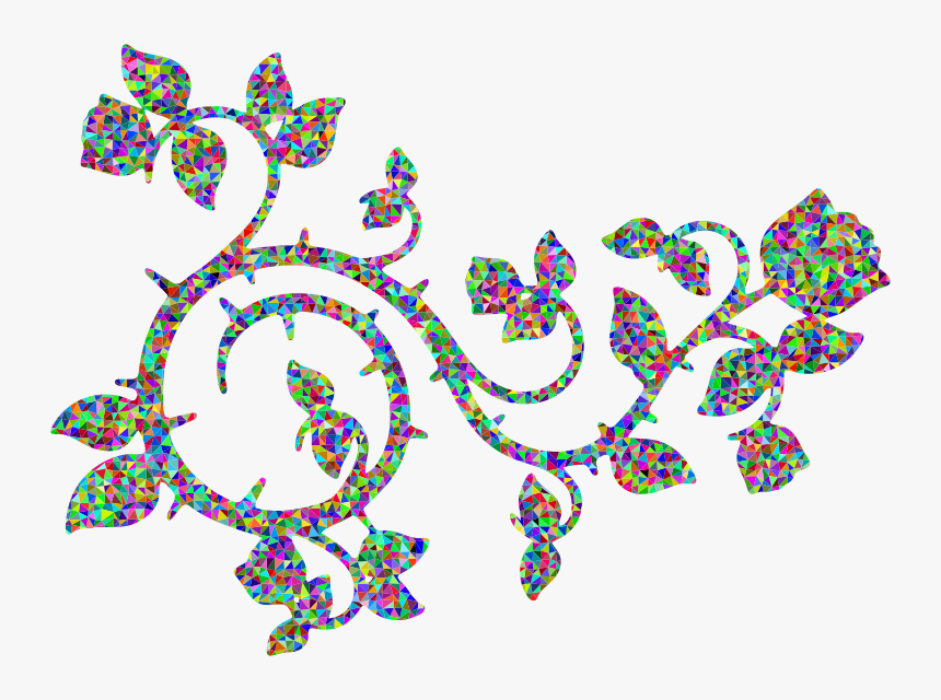 Low Poly Prismatic Roses And Vines - Rose Vines With Thorns, HD Png Download