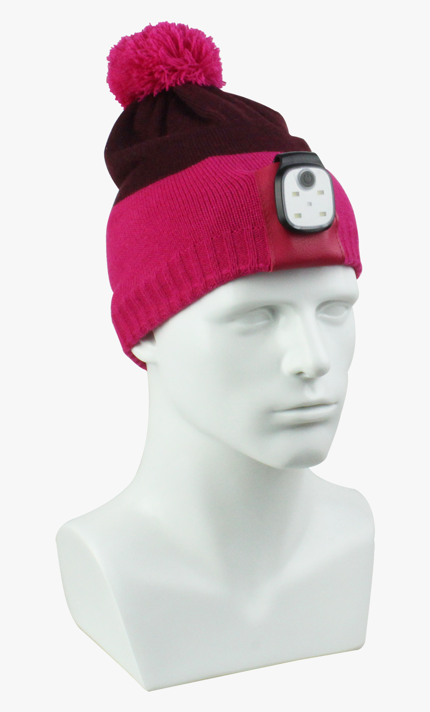 Children Winter Hats With A Pom Pom And Led Light - Beanie, HD Png Download