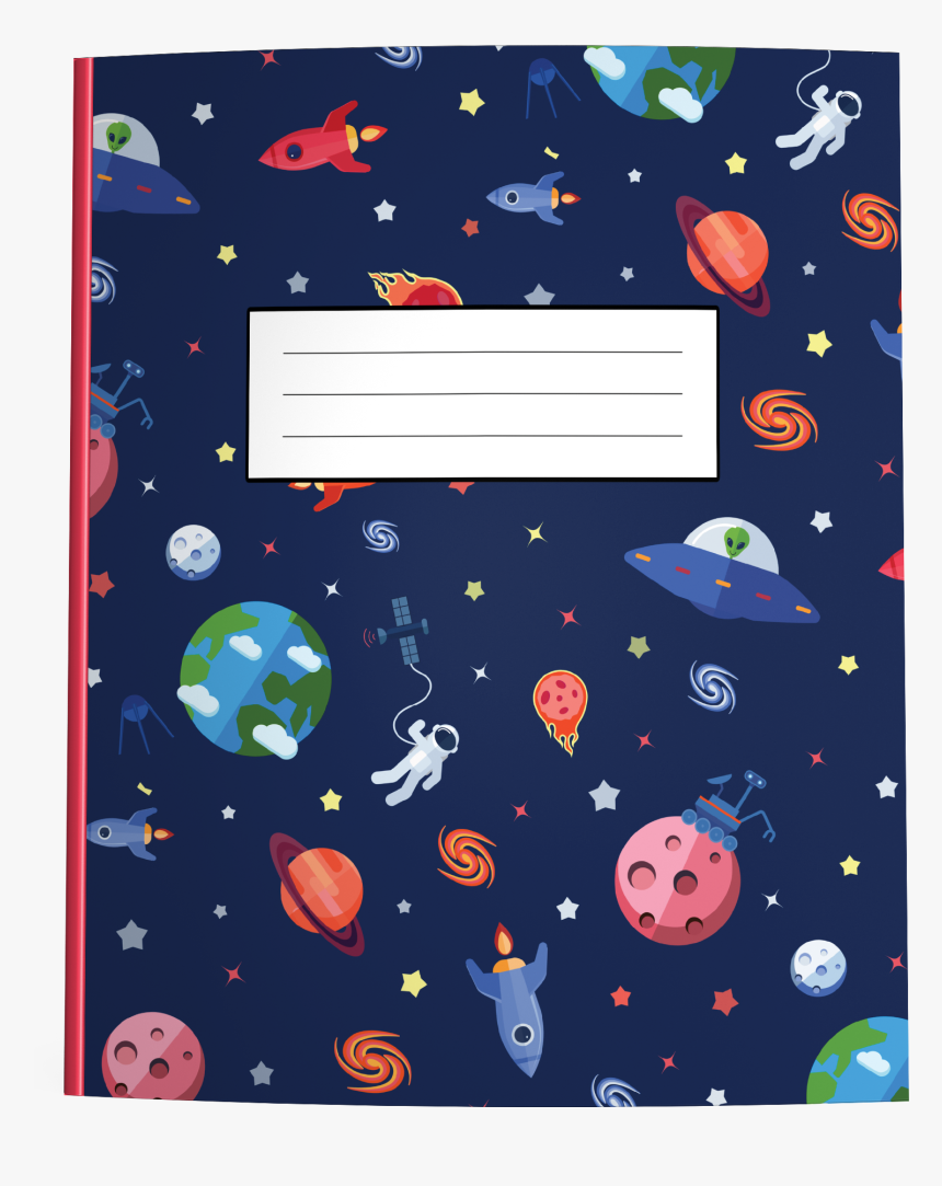Outer Space Composition Notebook With Astronauts, Aliens, - Greeting Card, HD Png Download