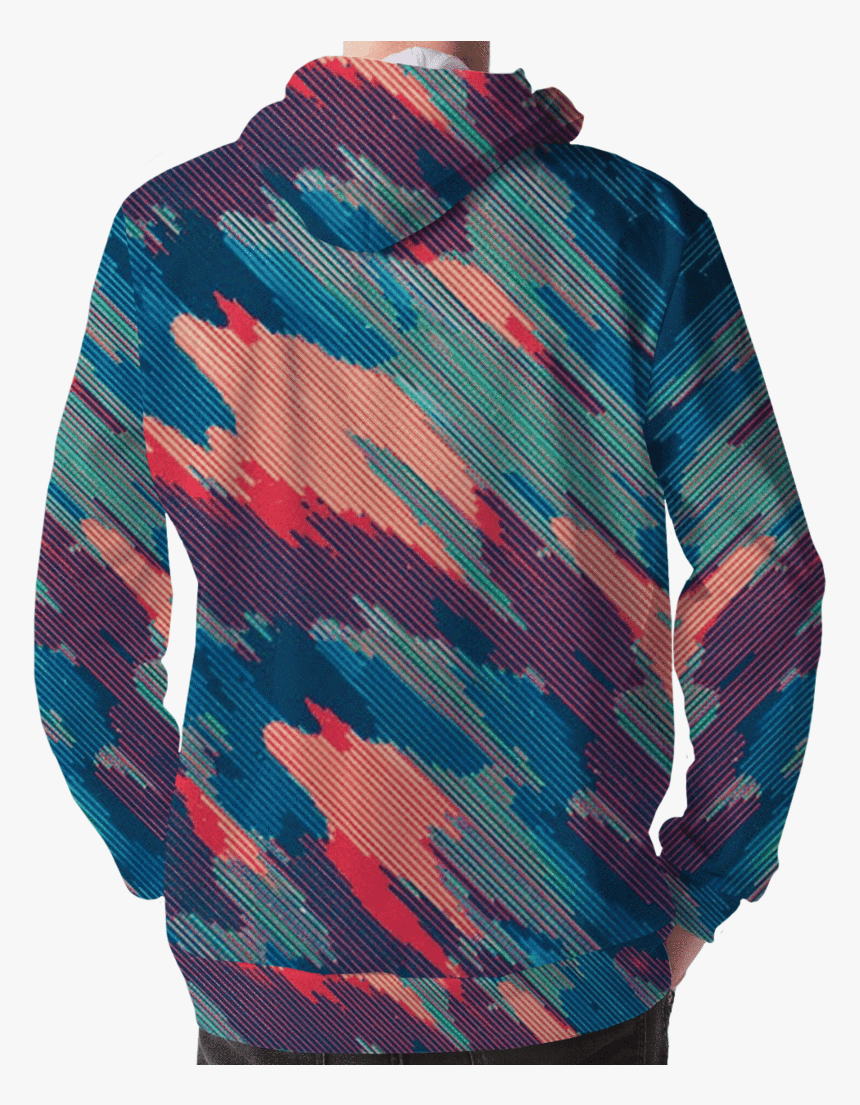 Vaporwave Camo Hoodie Back 
 
 Data Image Id 6920833302576 - Sweatshirt, HD Png Download