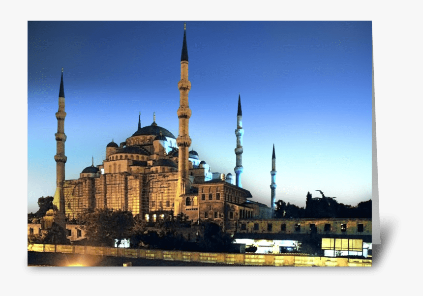 Blue Mosque At Twilight Greeting Card - Mosque, HD Png Download