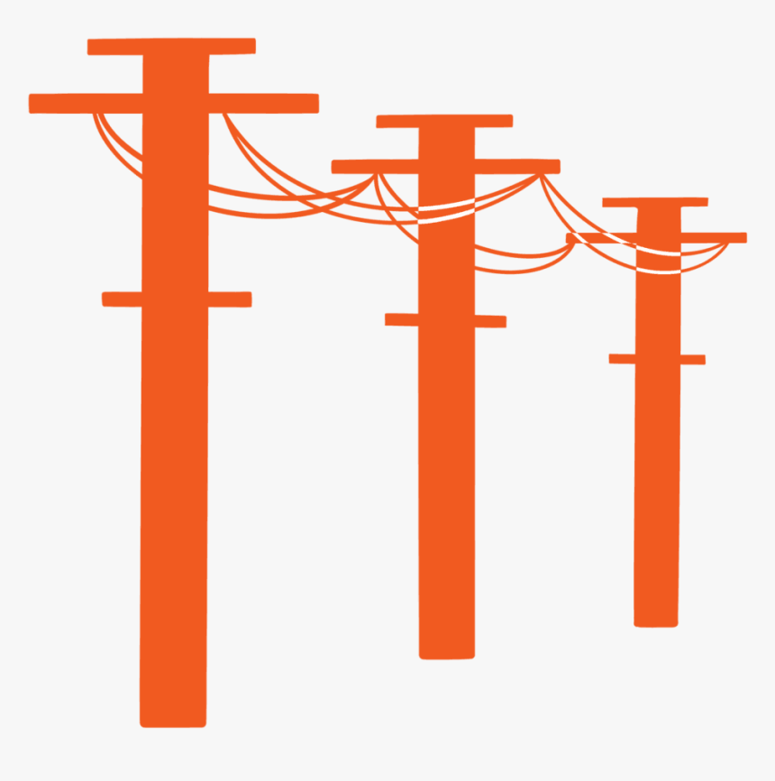 Orange Grid Power Lines, HD Png Download
