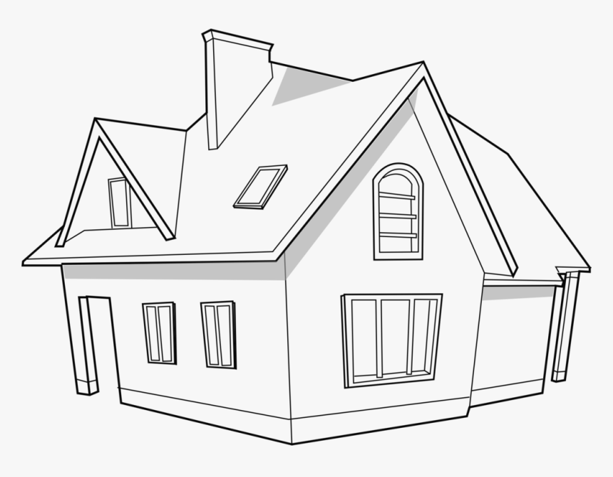 Line Art,shed,angle Modern House Clipart Black And White, HD Png