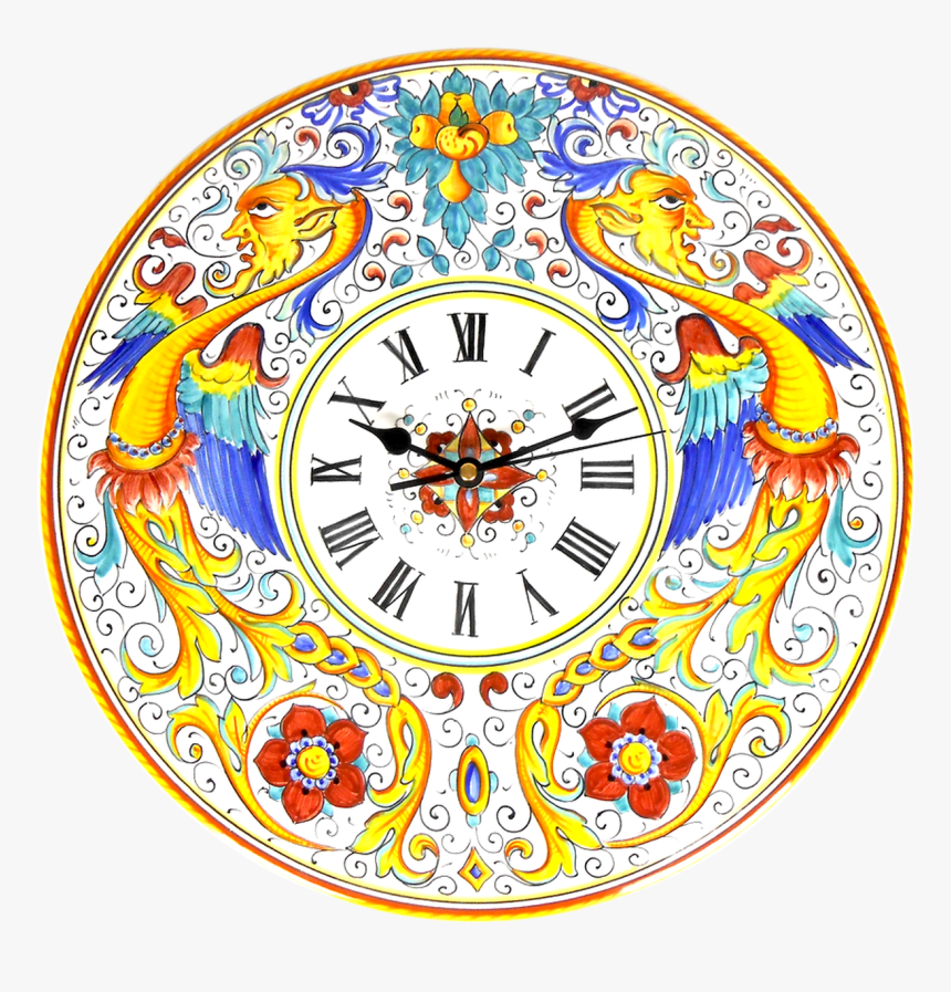 Italian Ceramic Clock Hand Painted Raffaellesco - Circle, HD Png Download
