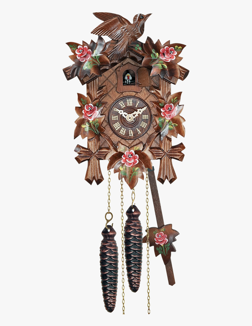 Quartz Traditional With Painted Roses - Cuckoo Clock Black Forest Flower, HD Png Download