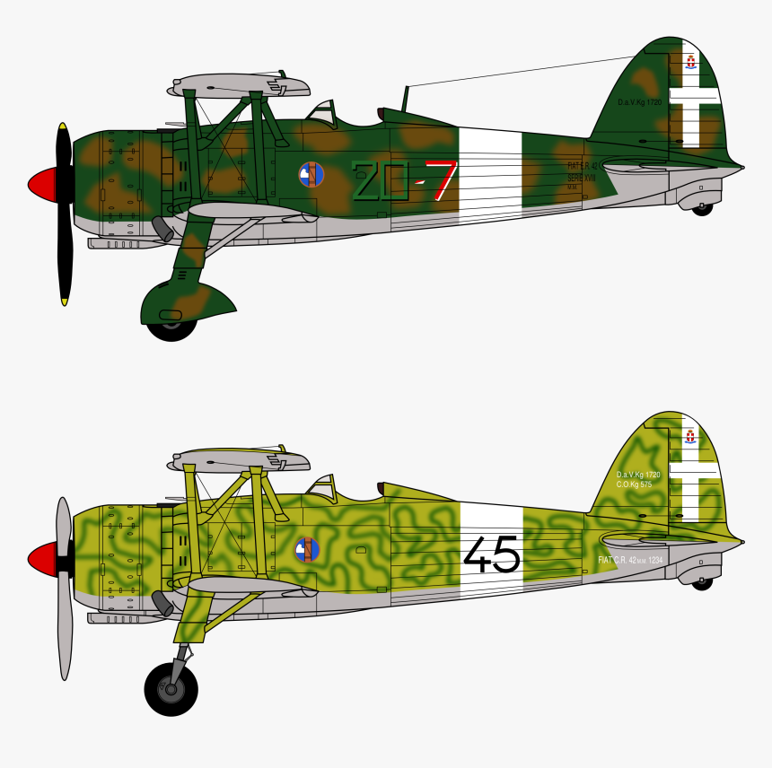 File - Fiat C - R - 42 Falco Profiles - Fiat Cr.42, HD Png Download