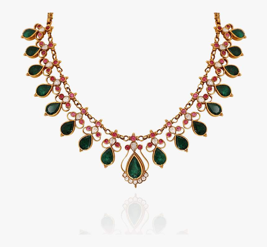 Ethnic Emerald Gold Necklace, HD Png Download