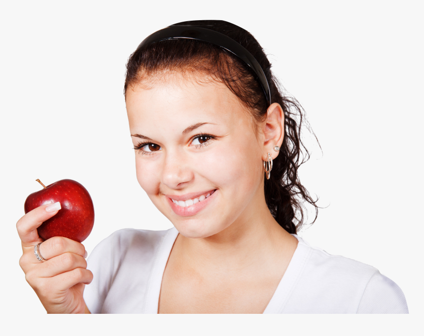 Girl With Red Apple - Apple Girl, HD Png Download