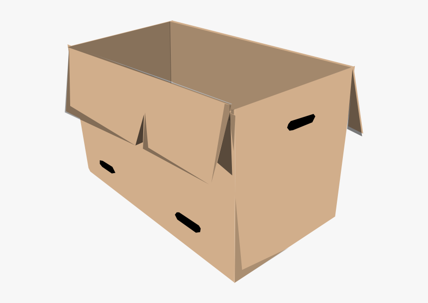 Clip Art Of Open Recyclable Cardboard Box - Box Clip Art, HD Png Download