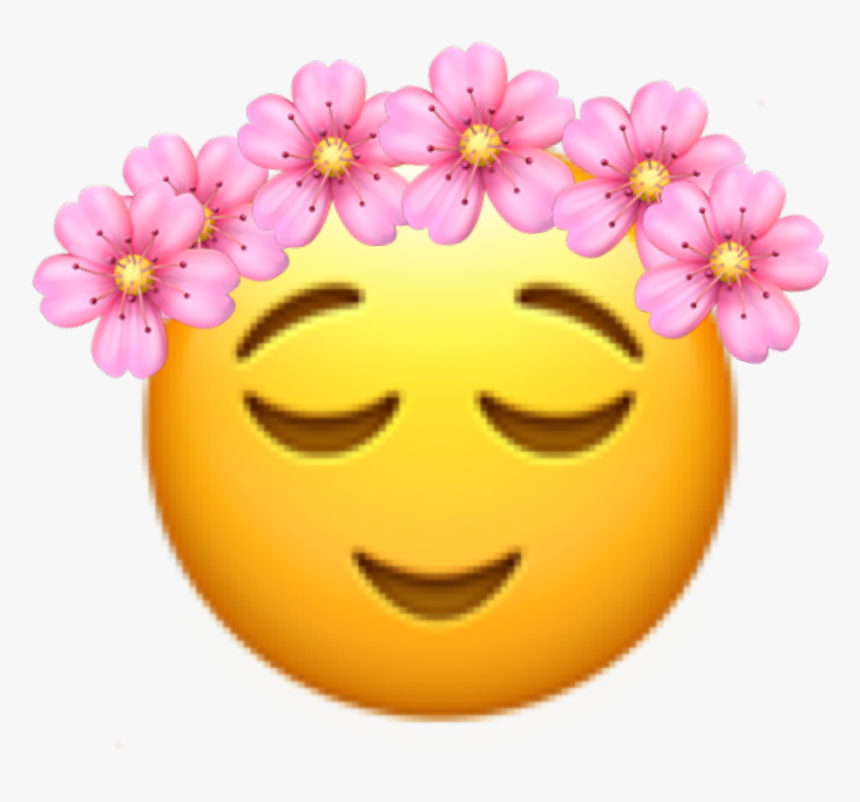 #calm #flowers #cuteeye #emoji #freetoedit - Smiley, HD Png Download