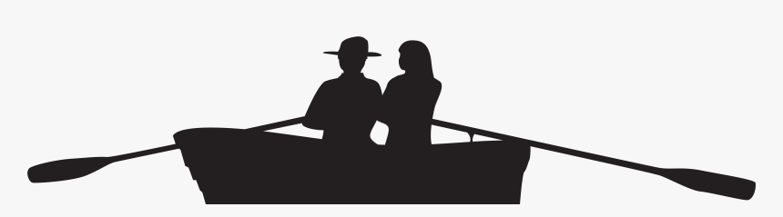Silhouette Boat Royalty-free Clip Art - Couple On Boat Silhouette, HD Png Download