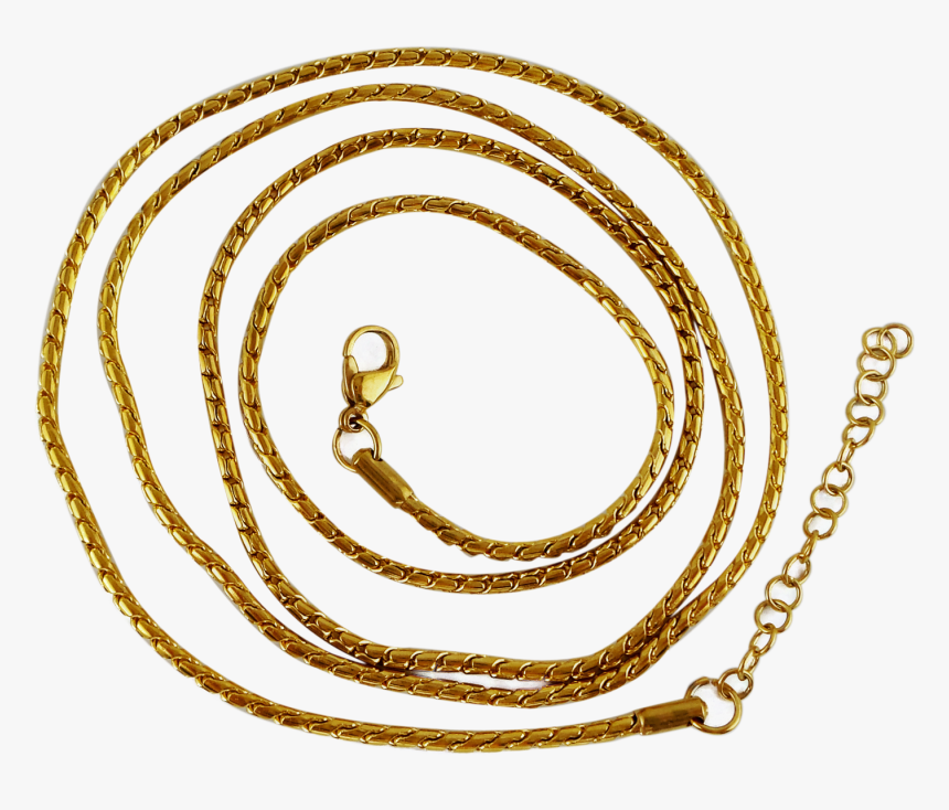 Stainless Steel Gold Plated Snake Ball Chain 80cm And - Circle, HD Png Download