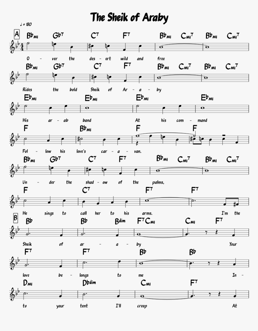 Sheik Of Araby Sheet, HD Png Download