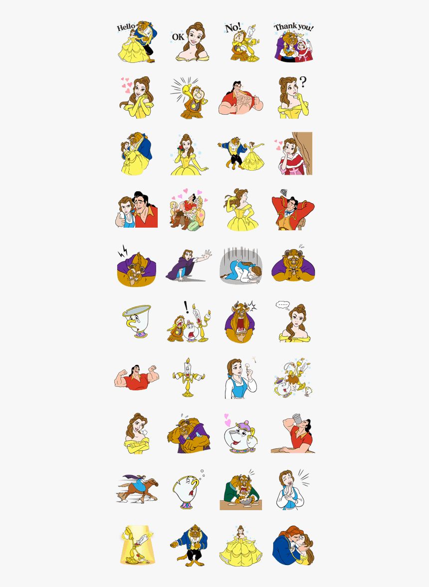 Beauty And The Beast Line Sticker Gif & Png Pack - Beauty And The Beast Cartoon Sticker, Transparent Png