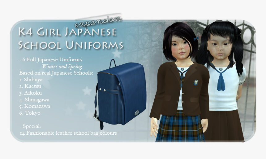 K4 Girls Japanese Uniforms Expansion - 3d Japanese Girls, HD Png Download