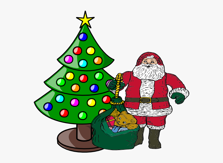 X Mas Tree Png - Santa Claus And Christmas Tree, Transparent Png