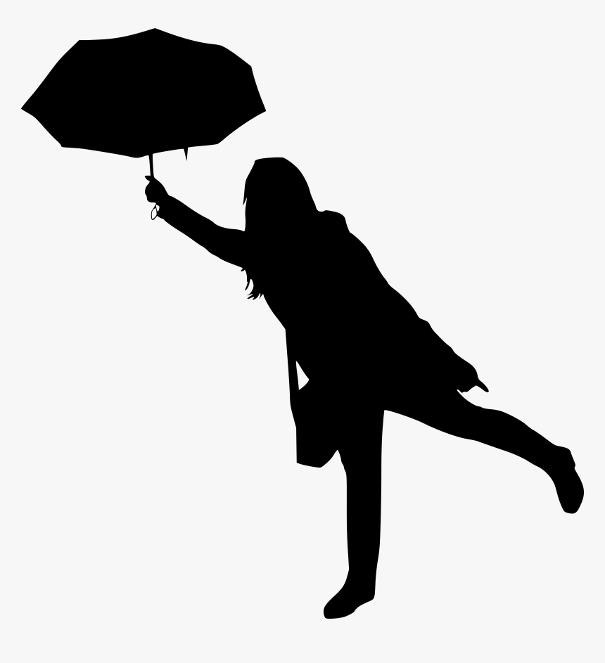 Silhouette Person With Umbrella, HD Png Download