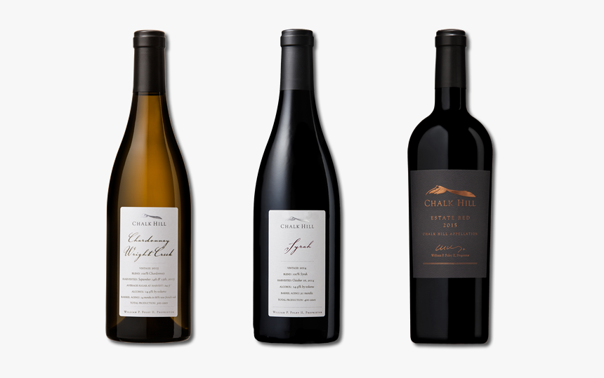 3 Bottles Of Chalk Hill Red And White Wine - Wine Bottle, HD Png Download