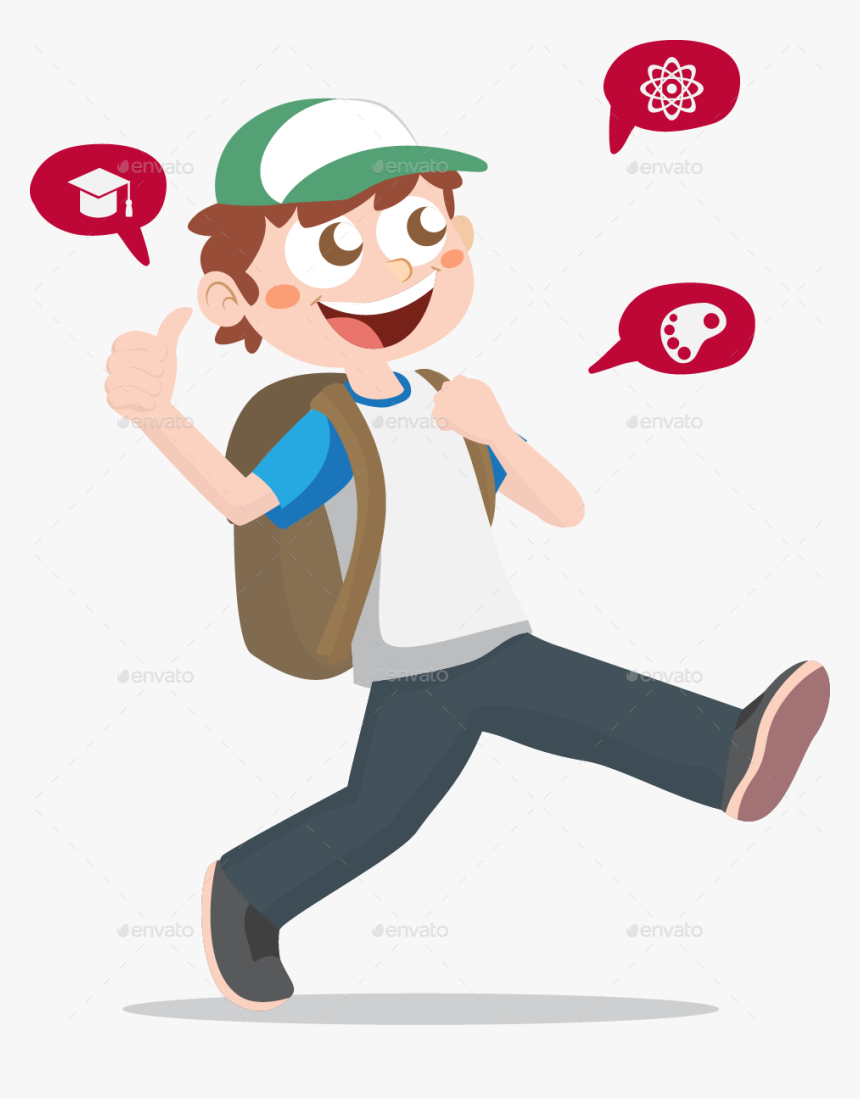 Animated Boy School Png, Transparent Png