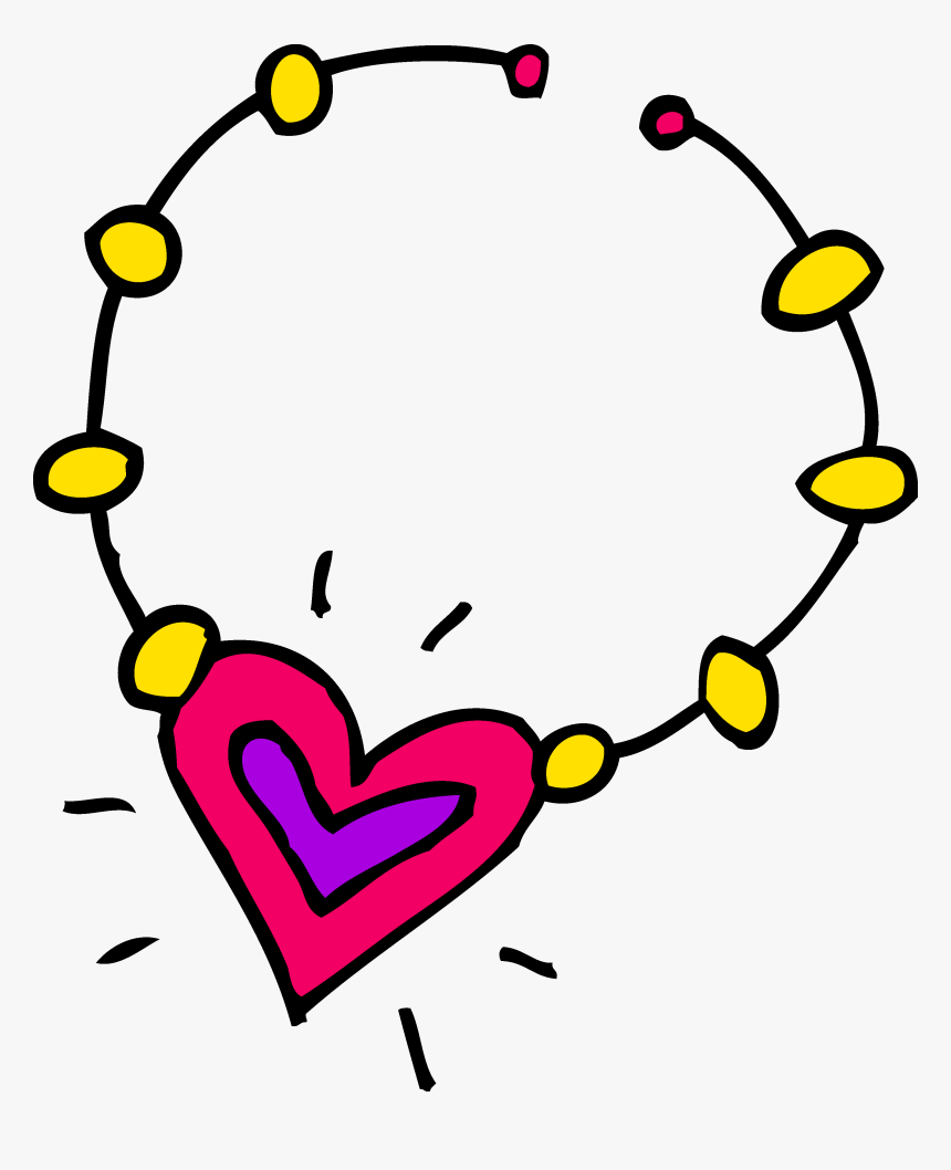 Cute Heart Necklace Clip Art - Necklace Clipart Black And White, HD Png Download