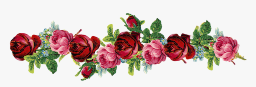 #ftestickers #flowers #divider #border #vintage #pink - Vintage Flower Border Line, HD Png Download