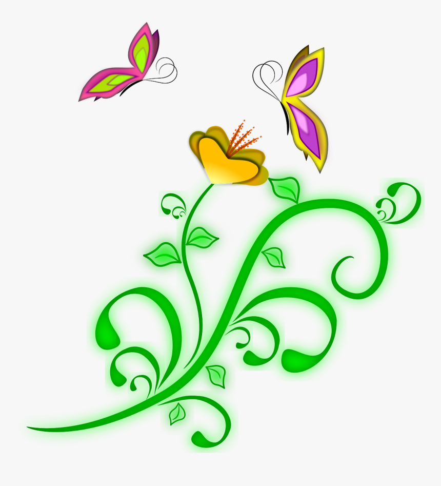 Flower Butterflies Spring - Borboletas Png, Transparent Png