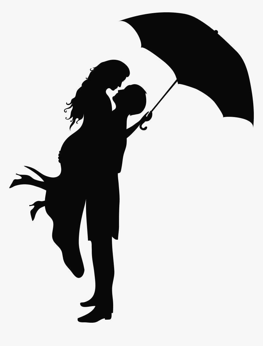 Romantic Couple Silhouettes Png Clip Art Image, Transparent Png