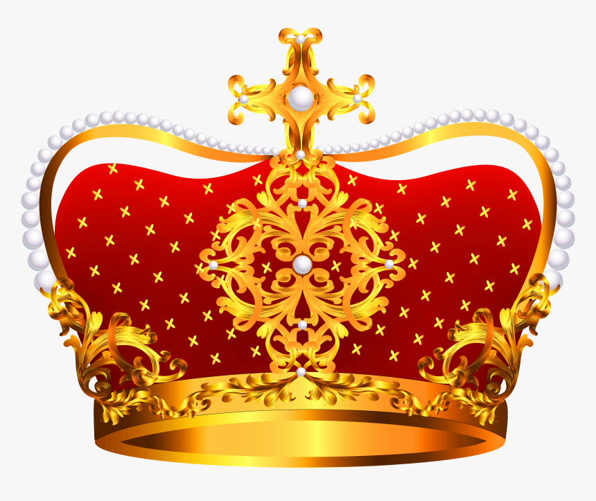 Gold And Red Crown With Pearls Png Clipart - Red Crown Png, Transparent Png