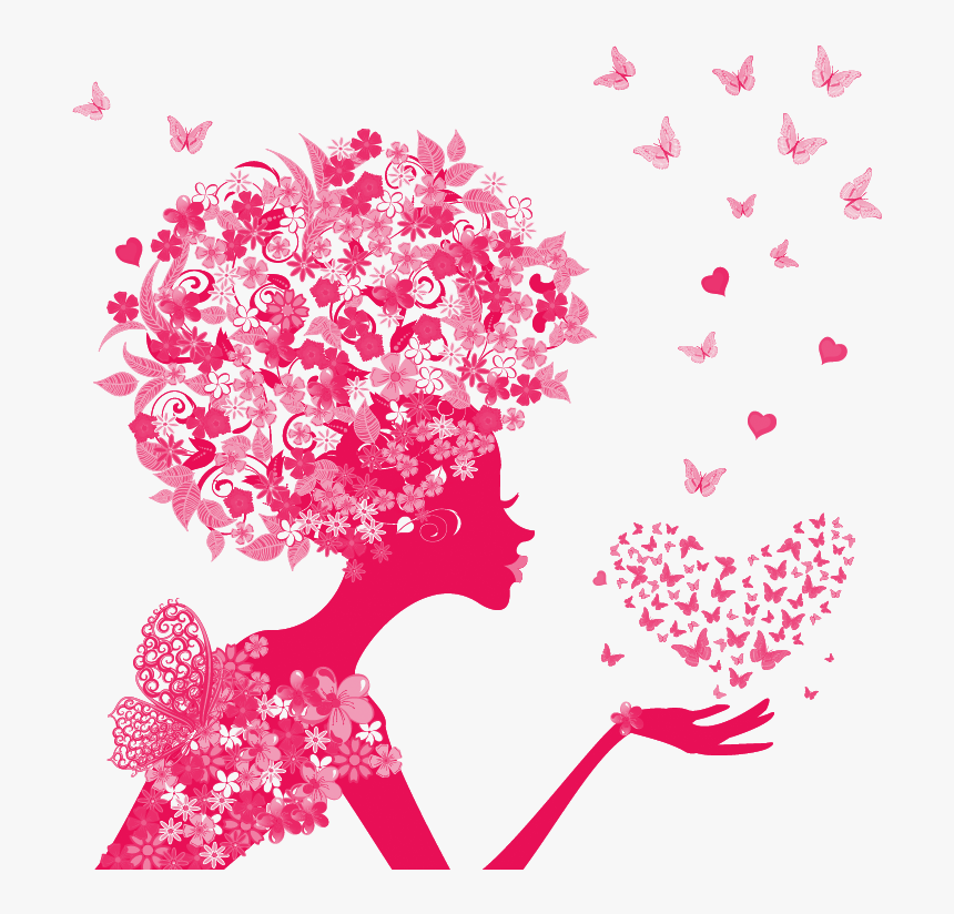 Butterfly Flower Moth Illustration Creative Fashion - Flower Hearts And Butterflies, HD Png Download