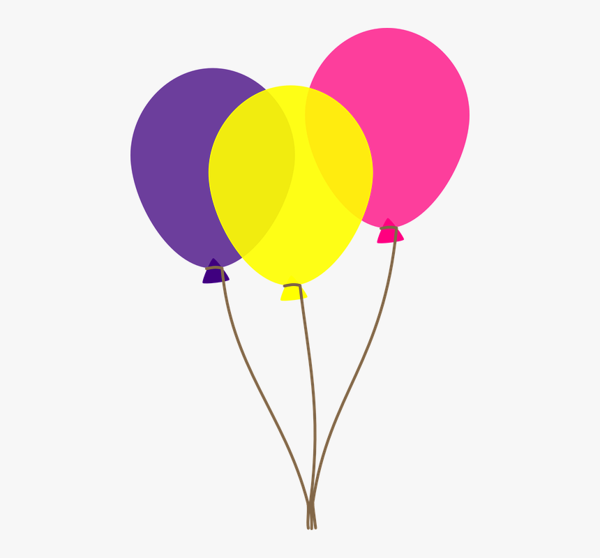 Globos, Amarillo, Púrpura, Rosa, Cumpleaños - Balloons Clipart Transparent Background, HD Png Download