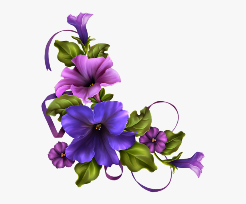 Purple And Orange Flower Border, HD Png Download