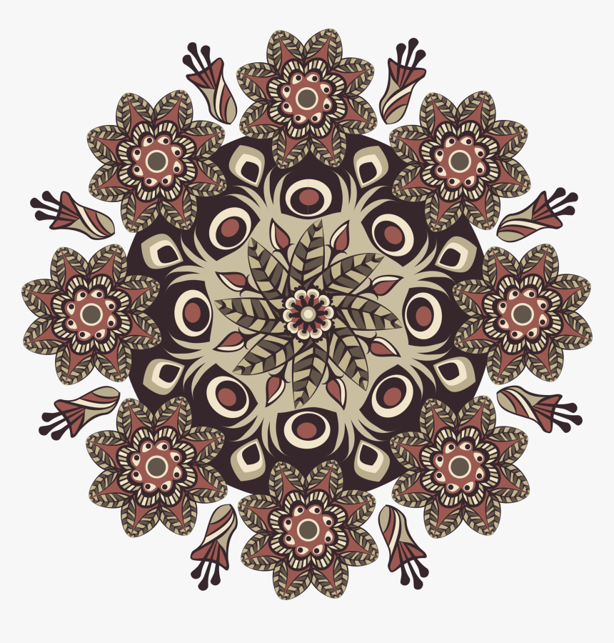 Mandala, Pattern, Round, Brown, Floral, Vintage - Pattern Brown Png, Transparent Png