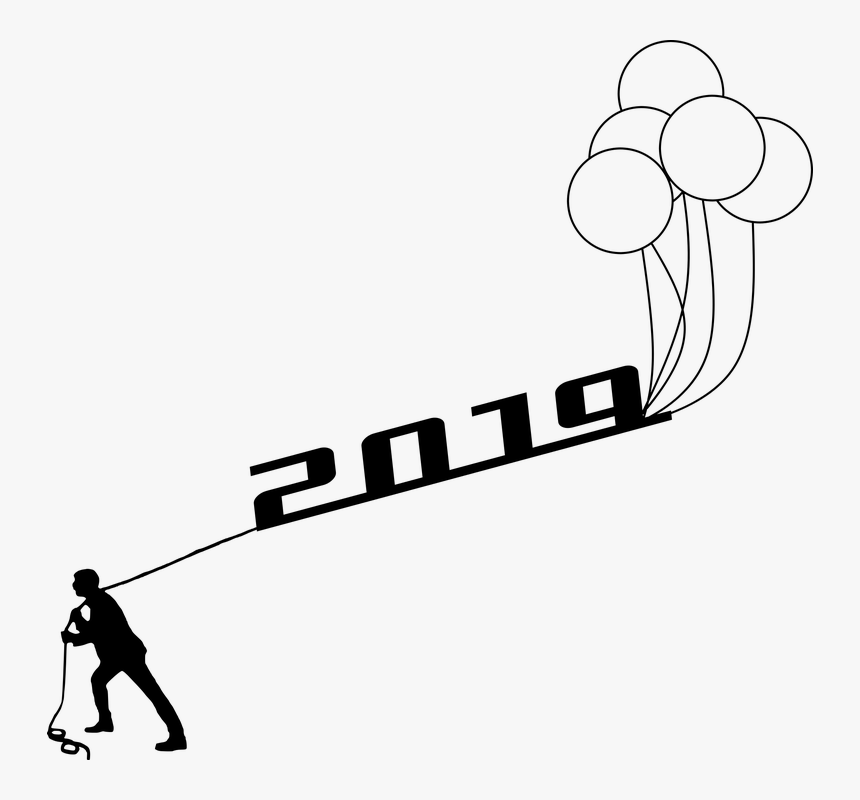 Silhueta, Ano Novo, 2019, Agarrando, Homem, Trabalho - Ano Novo 2019 Png, Transparent Png