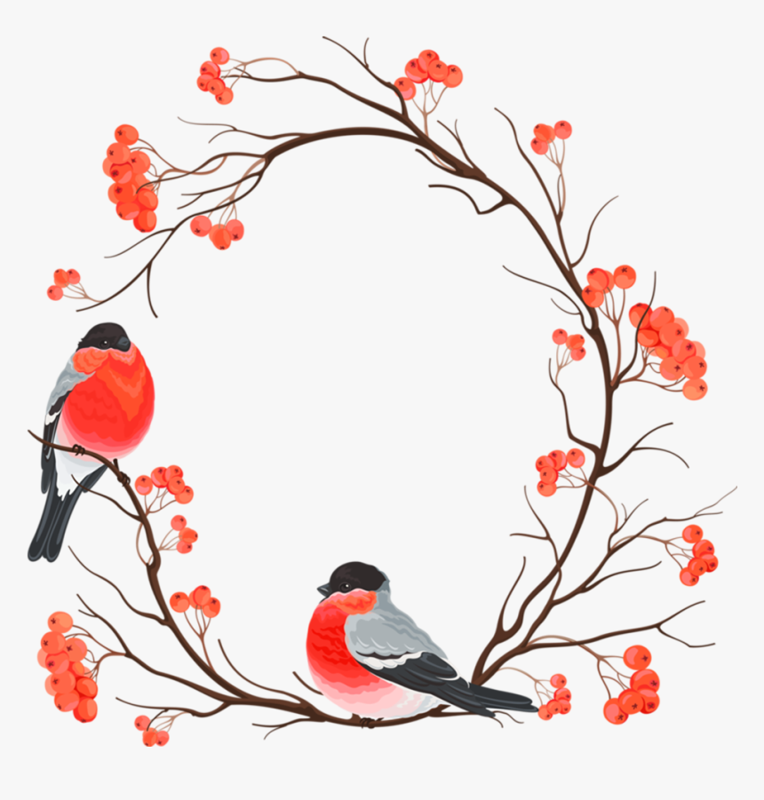 #birds #branches #leaves #fall #autumn #wreath #frame - Transparent Bird Border, HD Png Download