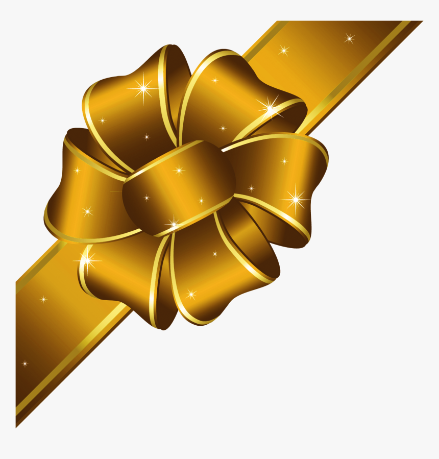 Gold Bow Clipart - Red Gift Ribbon Png, Transparent Png