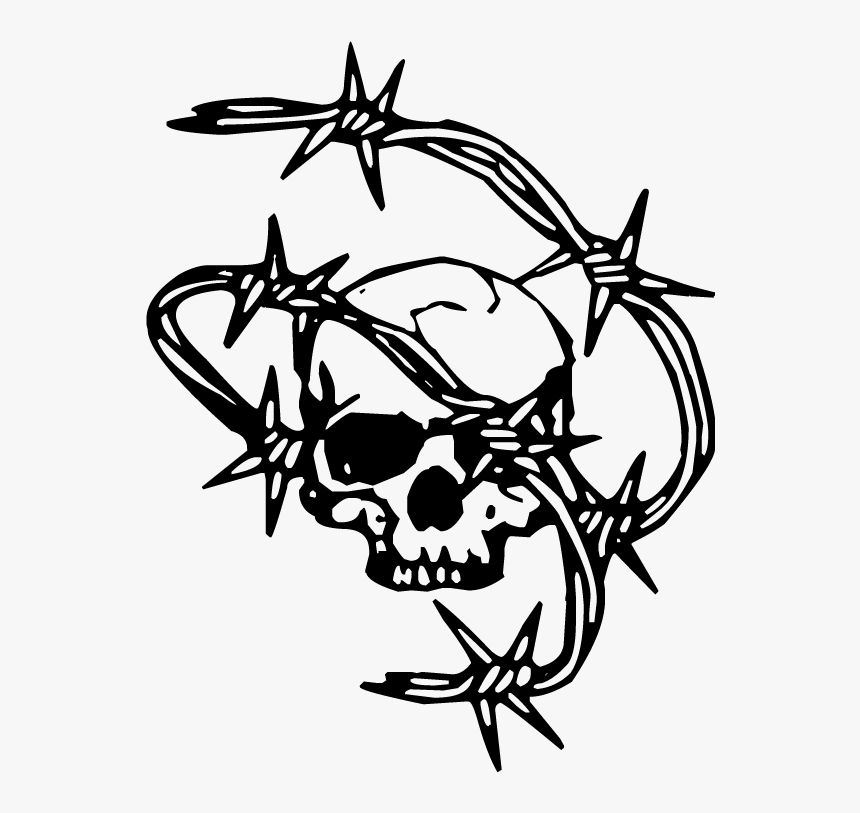 Skull And Barbed Wire Clipart - Skull And Barbed Wire, HD Png Download