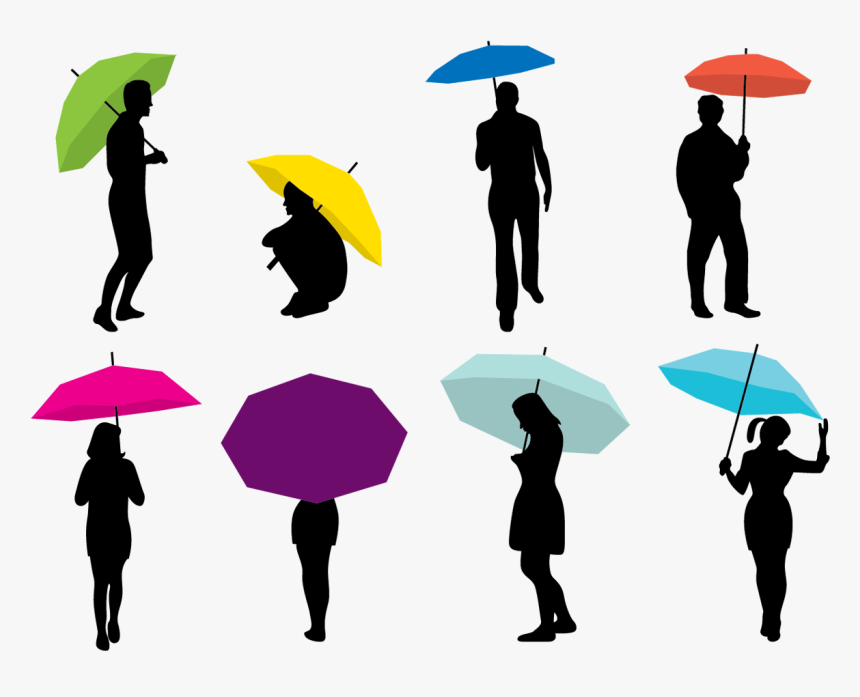 Silhouette Umbrella Woman - Siluet Payung Dan Wanita, HD Png Download