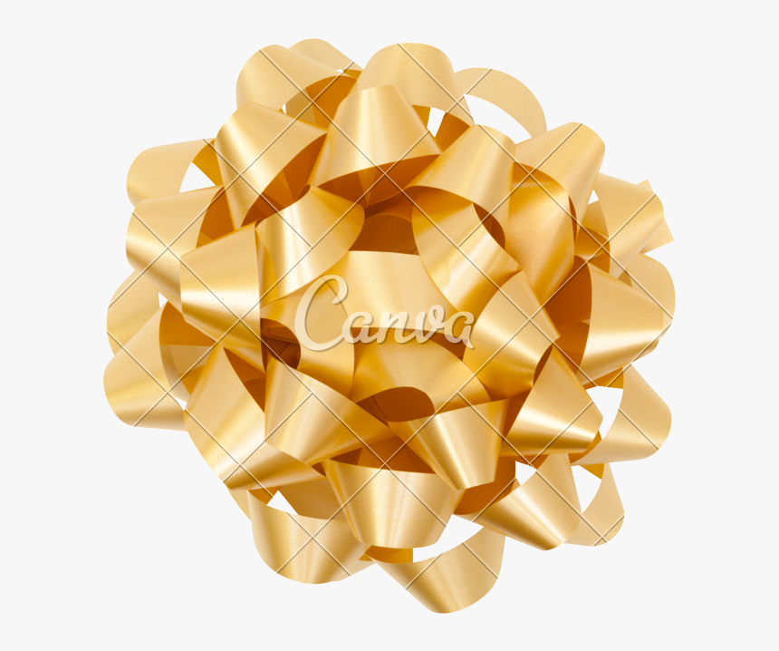 Gold Gift Bow Png - Gift Golden Ribbon Png, Transparent Png