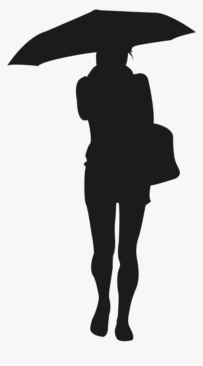 Silhouette Scalable Vector Graphics Woman Icon - Silhouette Of Guy Under Umbrella, HD Png Download