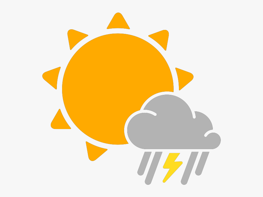 Simple Weather Icons Partly Mixed Rain And Thunderstorms - Sunny Weather Icon Png, Transparent Png