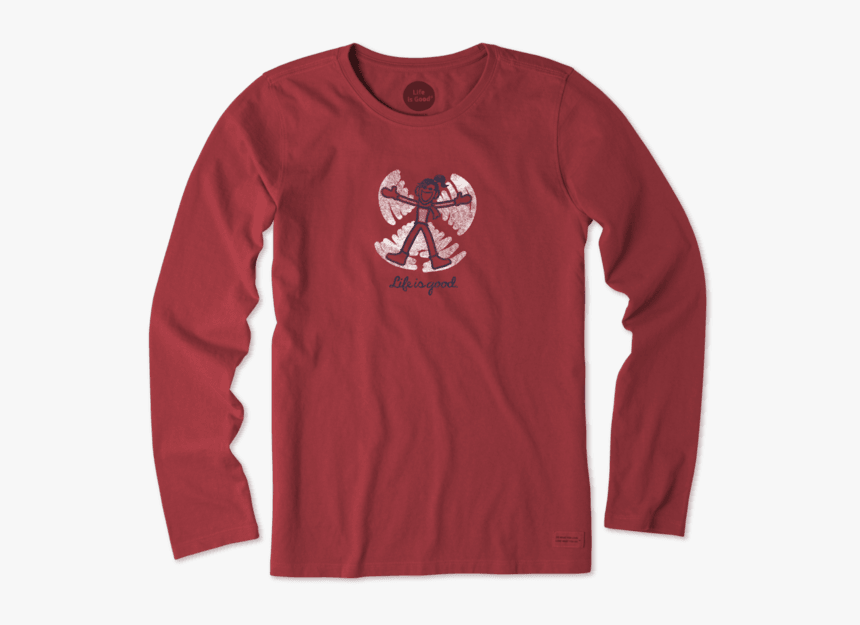 Women S Jackie Snow Angel Long Sleeve Crusher Tee - Long-sleeved T-shirt, HD Png Download