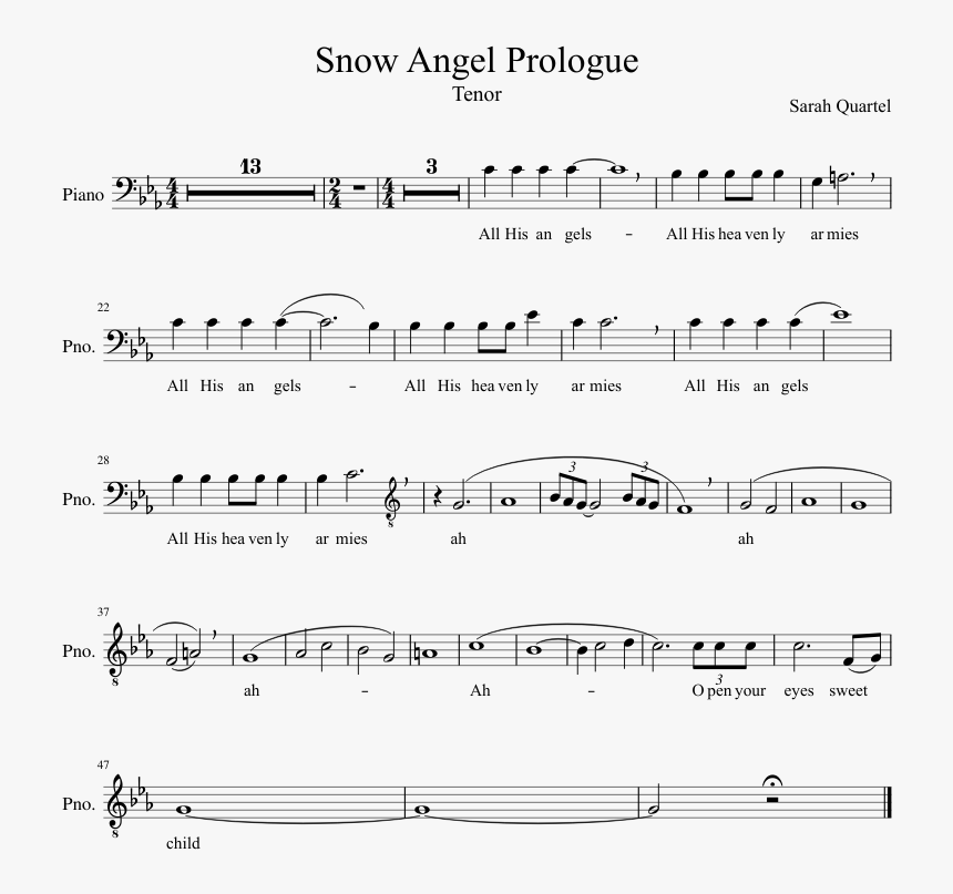 Snow Angel Prologue Sheet Music Composed By Sarah Quartel - Mighty To Save Score, HD Png Download