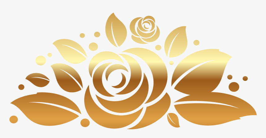 Gold Rose Decor Png Clipart Picture - Gold Vector Flower Png, Transparent Png