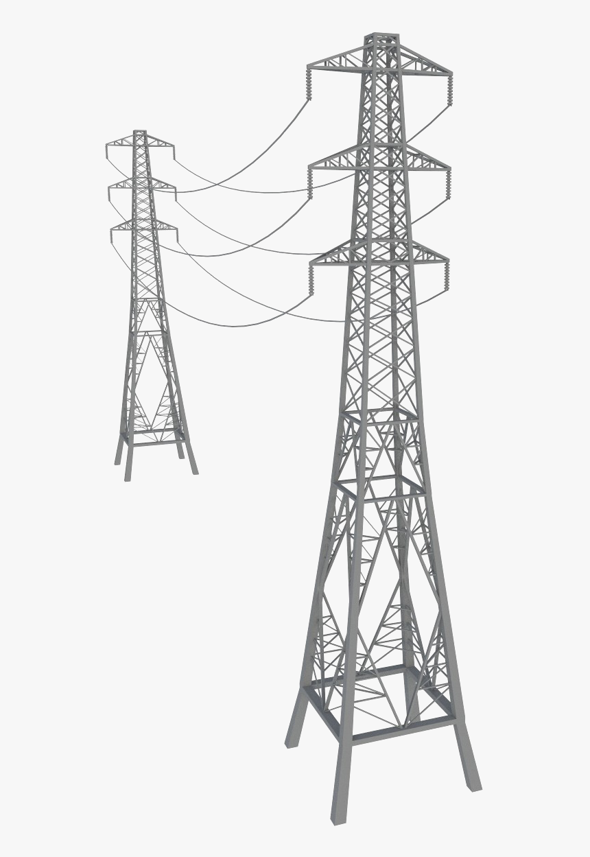 Electric Power Transmission High Electricity Overhead - Transmission Tower 3d Model, HD Png Download